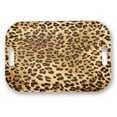 thumbnail image 1 of Serving Trays with Handles, 14.5 x 9.8 inch Rectangular Plastic Tray for Restaurant, Kitchen, Brown Leopard, 1 of 6
