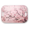 thumbnail image 1 of Serving Trays with Handles, 14.5 x 9.8 inch Rectangular Plastic Tray for Restaurant, Kitchen, Pink Cherry Blossom, 1 of 6