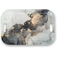 thumbnail image 1 of Serving Trays with Handles, 14.5 x 9.8 inch Rectangular Plastic Tray for Restaurant, Kitchen, Tropical Leaf Pattern Monstera in The Style, 1 of 6