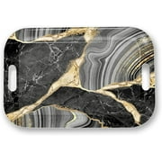 Serving Trays with Handles, 14.5 x 9.8 inch Rectangular Plastic Tray for Restaurant, Kitchen, Tropical Leaf Pattern Monstera in The Style