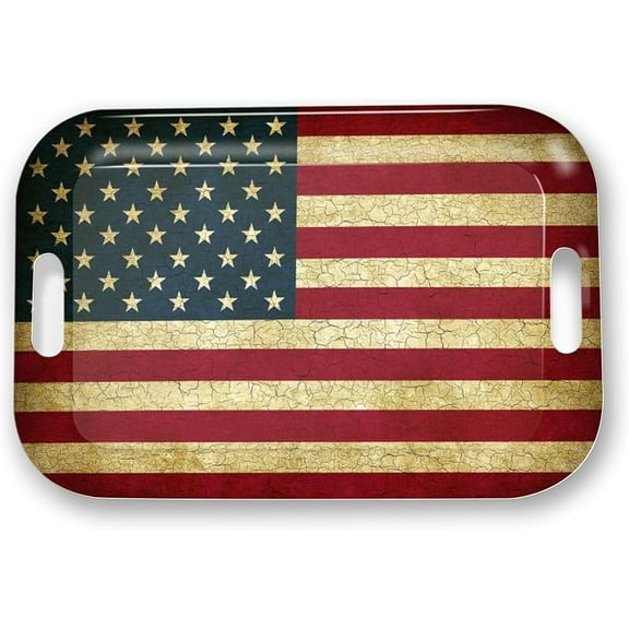 Serving Trays with Handles, 14.5 x 9.8 inch Rectangular Plastic Tray for Restaurant, Kitchen, Tropical Leaf Pattern Monstera in The Style