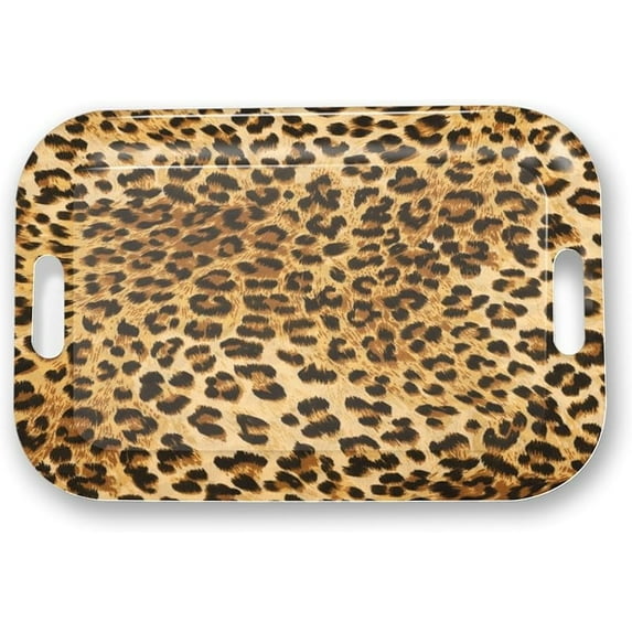 Serving Trays with Handles, 14.5 x 9.8 inch Rectangular Plastic Tray for Restaurant, Kitchen, Tropical Leaf Pattern Monstera in The Style