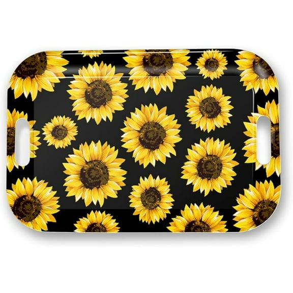 Serving Trays with Handles, 14.5 x 9.8 inch Rectangular Plastic Tray for Restaurant, Kitchen, Tropical Leaf Pattern Monstera in The Style