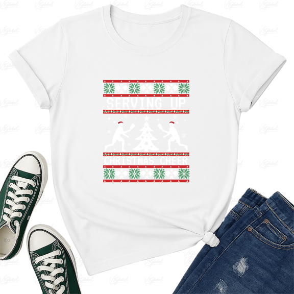 Serving Up Cheer Funny Festive Baking Art Unisex T-Shirt up to size 5XL