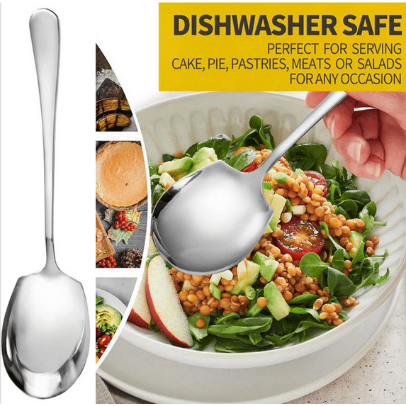 Serving spoons,SUS 304 Stainless steel Buffet & Banquet Style Serving Utensils,Dishwasher Safe 8.66” (Square Spoon)