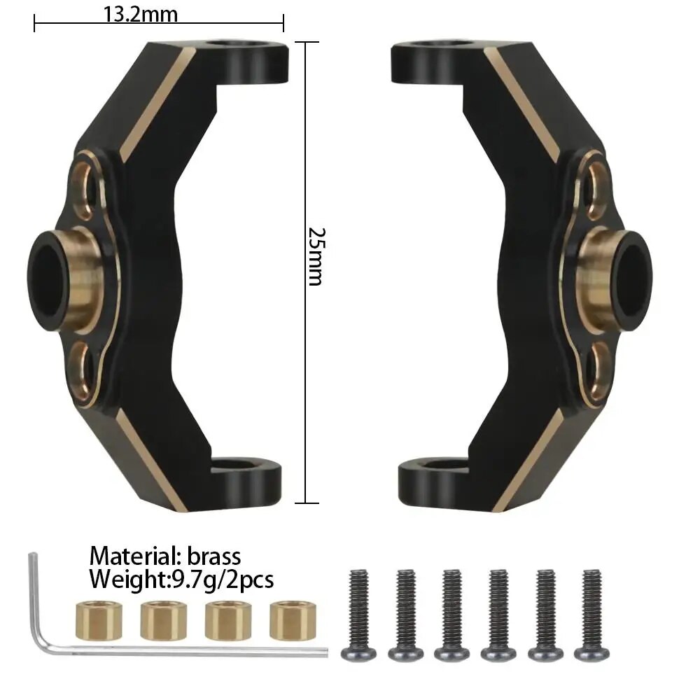 Brass Steering Knuckle Portal Cover Set For Traxxas TRX4 RC Crawler (Black) - Adds Weight For Stability