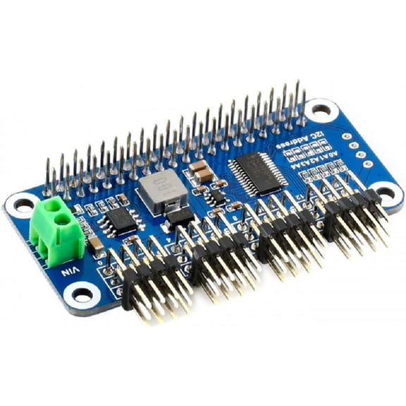 Servo Driver HAT (B) for 4B/3B+/3B/2B/B+/A+/Zero/Zero W/WH and Jetson Nano, 16-Channel or PWM Output 12-bit I2C Interface,Onboard Standard Servo Interface Right Angle Pinheader