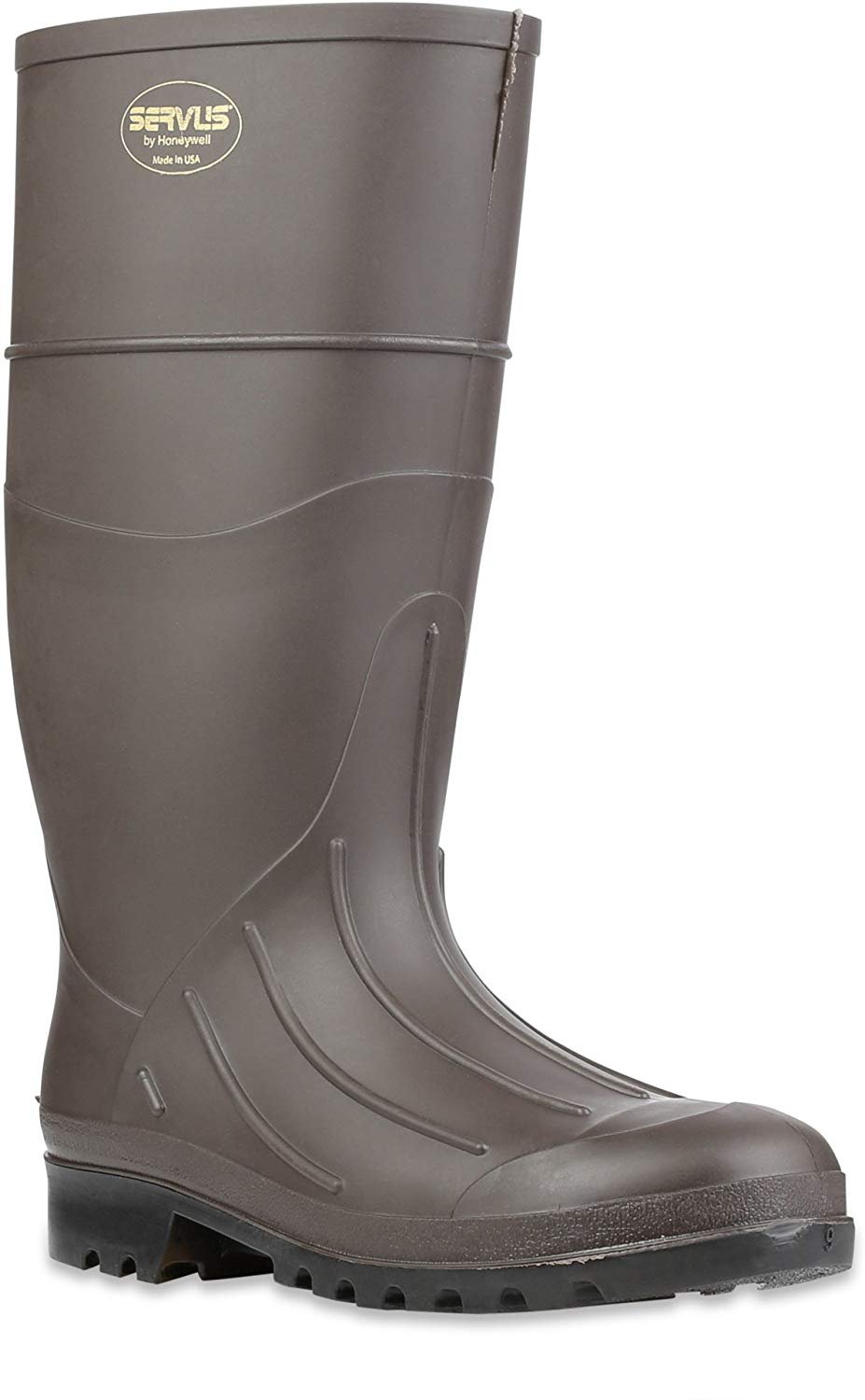 Servus 15" PVC Men's Work Boots - Waterproof, Slip-Resistant, Soft Toe (Brown)