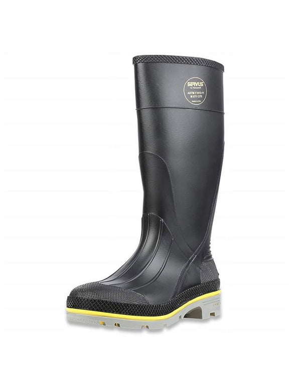 size 4 knee boots, men's, black, steel toe, servus by honeywell