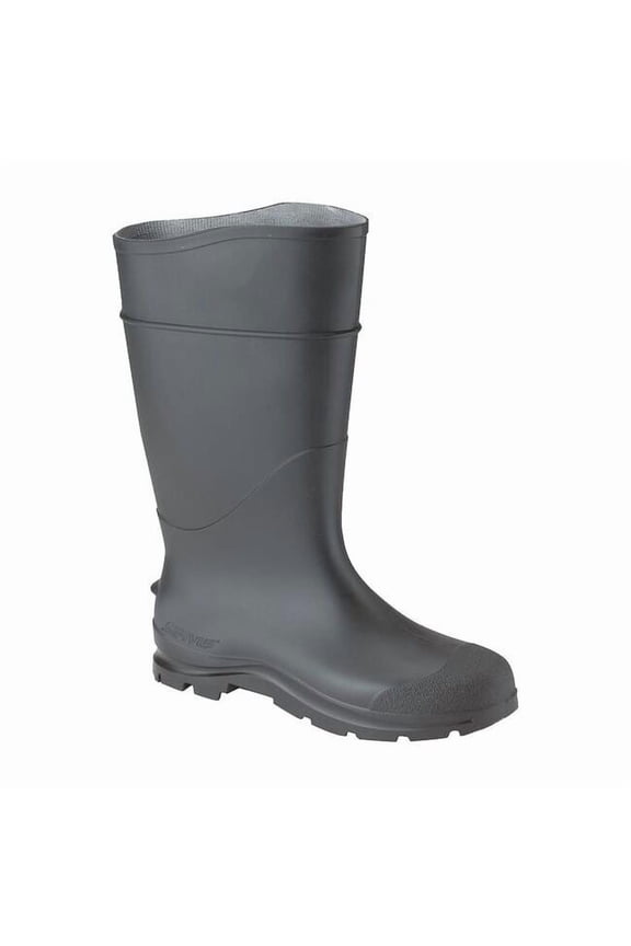 Plain-Toe Rubber Boots, Men's, CT Comfort Technology, PVC Knee Boots, 14 in Height, Black, Size 8,PR