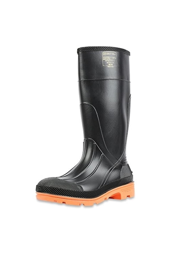 PRM 15" PVC Men's Work Boots with Steel Toe and Steel Midsole, Black & Orange (75145C)