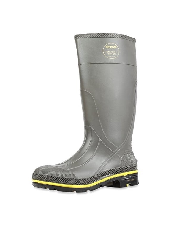 Pro 15" PVC Chemical-Resistant Steel Toe Men's Work Boots, Gray, Yellow & Black (75101)