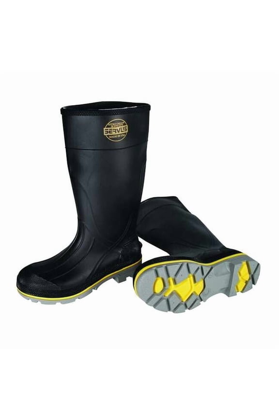 Servus By Honeywell Size 8 XTP Black 15'' PVC Knee Boots With TDT Dual Compound Yellow And Gray Outsole, Steel Toe And Removable Insole
