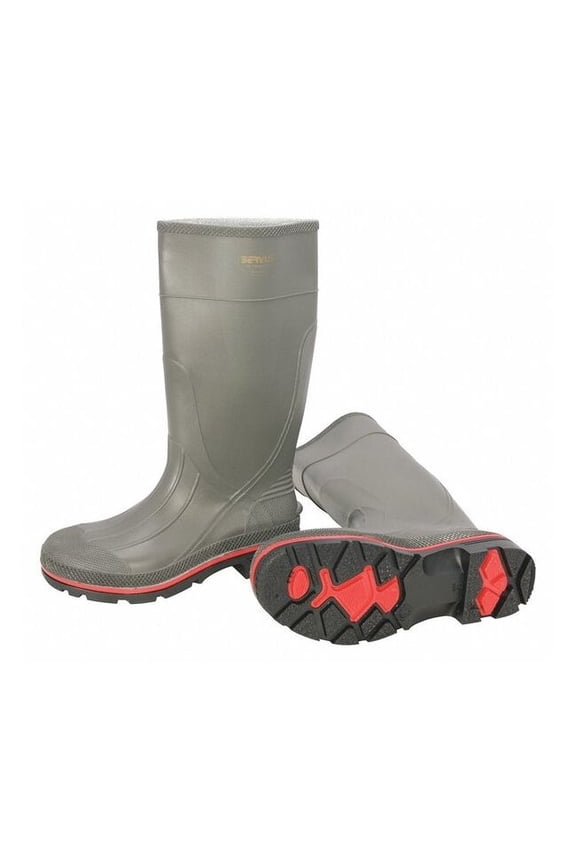 Men's Servus Pro(R) Rubber Boot, Plain Toe, 15" Height, Gray/Red/Black, 9