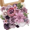 thumbnail interactive-video image 1 of Serwalin 2-Pack Artificial Flowers Set - Burgundy & Navy Roses Peonies For Wedding Bouquets, Centerpieces, DIY Decor 1 of 4