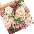 thumbnail image 2 of Serwalin 2-Pack Artificial Flowers Set - Burgundy & Navy Roses Peonies For Wedding Bouquets, Centerpieces, DIY Decor 2 of 4