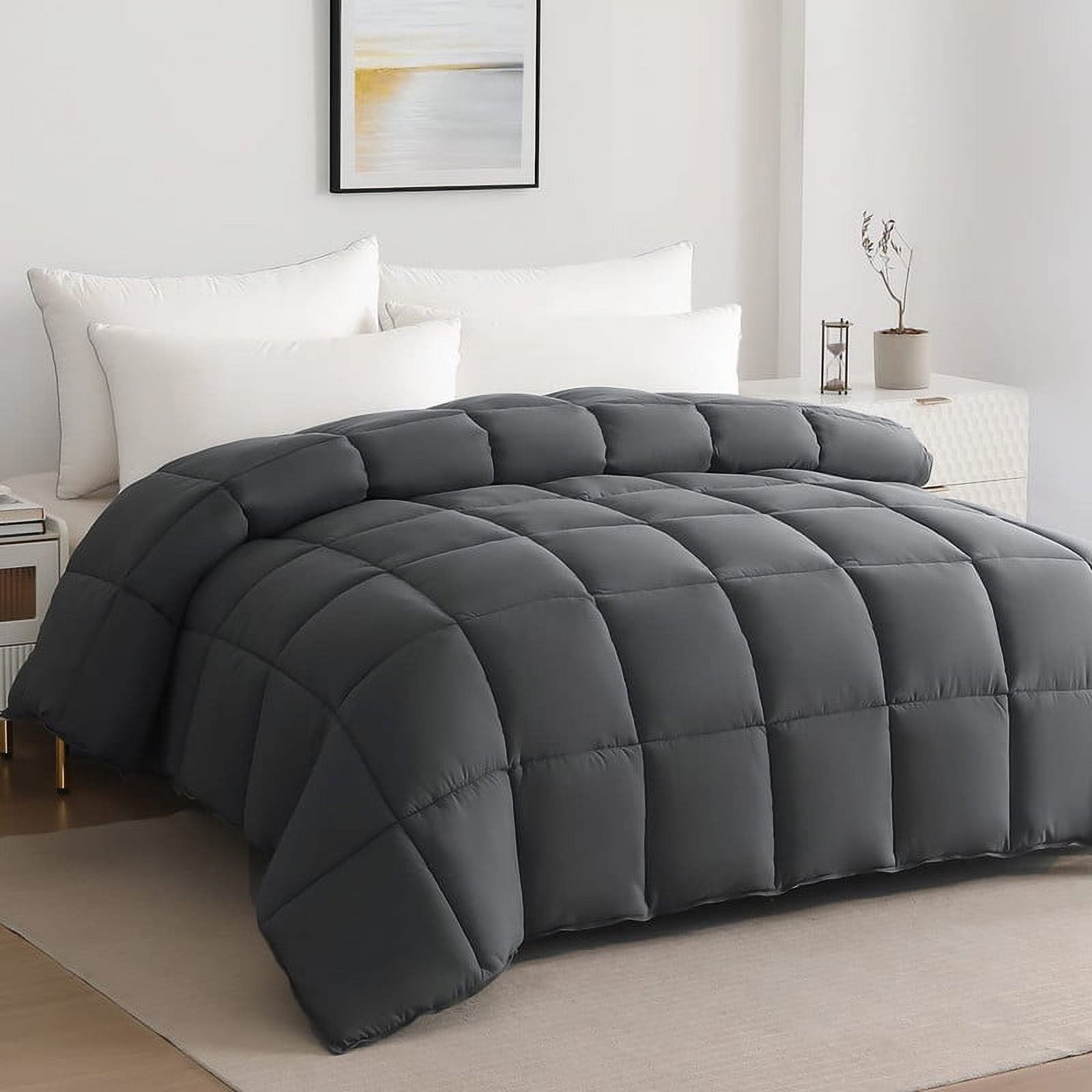 Serwall Luxury Solid Down Alternative Machine Washable Gray Comforters, Queen - image 1 of 7