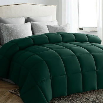 Serwall Luxury Solid Down Alternative Machine Washable Green Comforters, Full