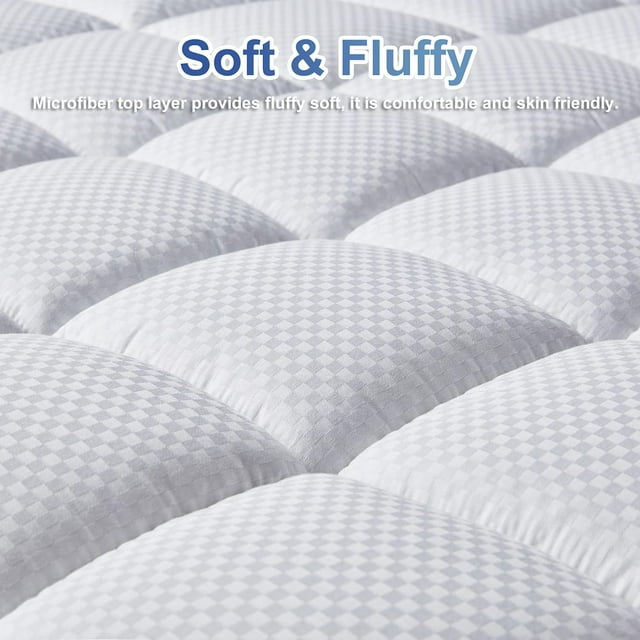 Serwall Quilted Fitted Mattress Pad Full Mattress Cover Cooling Pillow