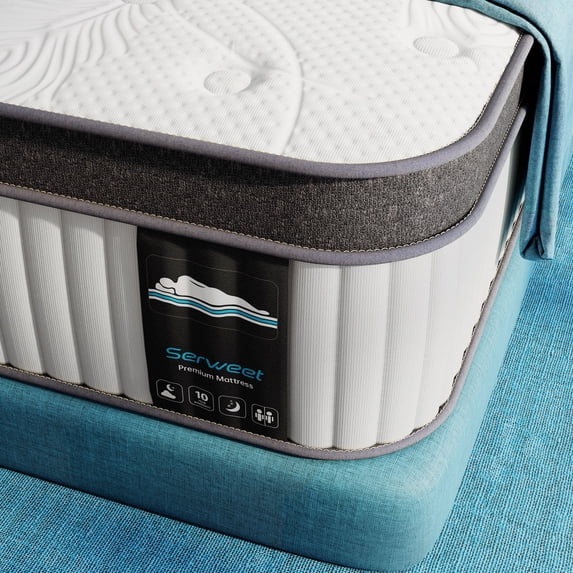 Serweet 12 Inch Memory Foam Hybrid Twin Mattress - Heavier Coils for Durable Support - for Motion Isolation - Pressure Relieving - Medium Firm - Made in North America