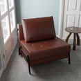 thumbnail image 1 of Serweet Sofa Bed, 2 in 1 Multifunction Convertible Sofa Chair, Soft PU Leather & Sturdy Metal Frame Futon Sleeper Bed for Living Room, Office, Dorm, Apartment, Easy Assembly (Maroon), 1 of 1