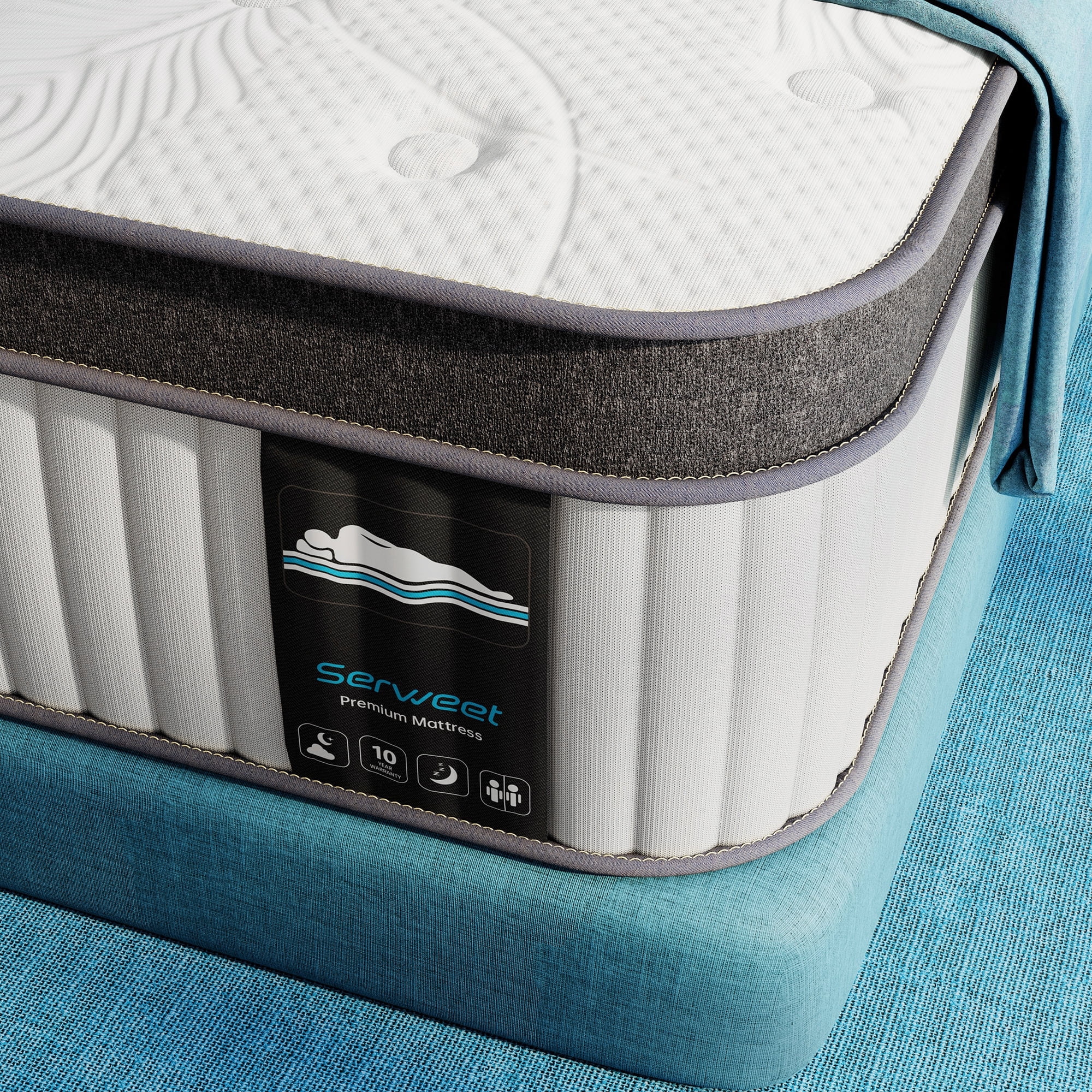 Serweet Twin XL Size Mattress, 12 Inch Memory Foam Hybrid Twin Mattress for Back & Pressure Relief, Comfort Plush Euro Pillow Top Mattress in a Box, Medium Firm, Made in North America