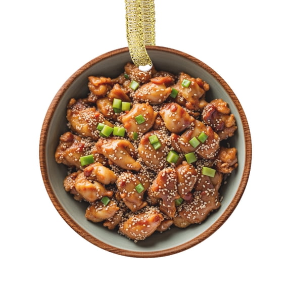 Sesame Chicken Food Lovers Foodie Novelty Holiday Christmas Ornament Xmas Tree Gift (Flat Design Printed on Ceramic, Not 3D)