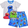 thumbnail image 1 of Sesame & Friends Elmo, Cookie Monster and Oscar The Grouch Boys 2 Piece Pajama Short Set, Infant, 1 of 4