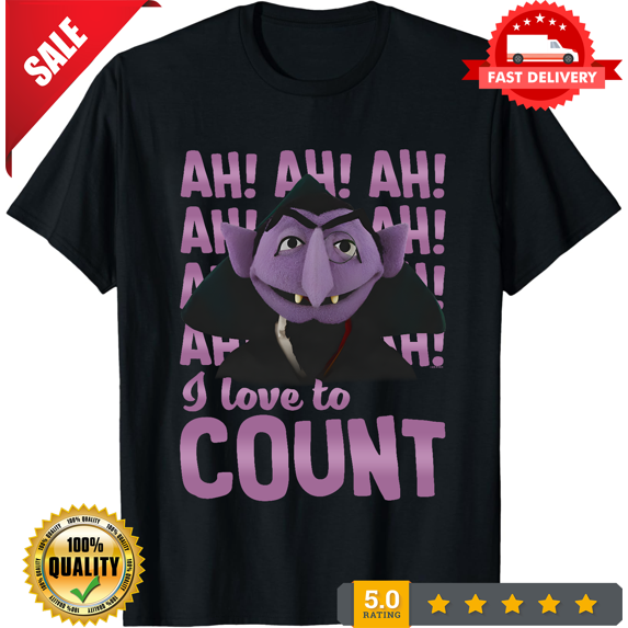Sesame STREET THE COUNT AH! AH! AH! Licensed Men's Graphic Tee Shirt SM-6XL, ULTRA LIMITED-TH68507