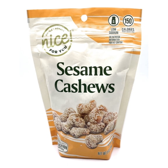 Sesame Seasoned Cashews, Whole Nut Mix, Low Sodium, Kosher Snack, Nice 9oz Bag