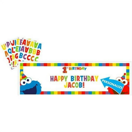 Sesame Street 1st Birthday 'Elmo Turns one' Giant Customizable Banner (1ct)