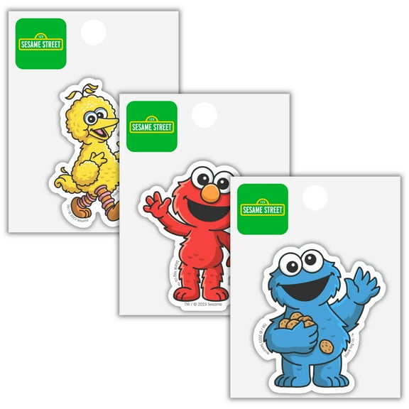 Sesame Street 3-Pack Sticker Bundle - Waterproof Stickers for Water Bottles and Laptops
