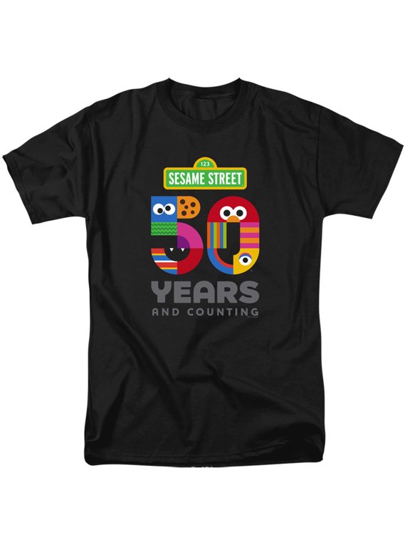 Sesame Street 50 Years Logo S/S Adult 18/1 T-Shirt Black