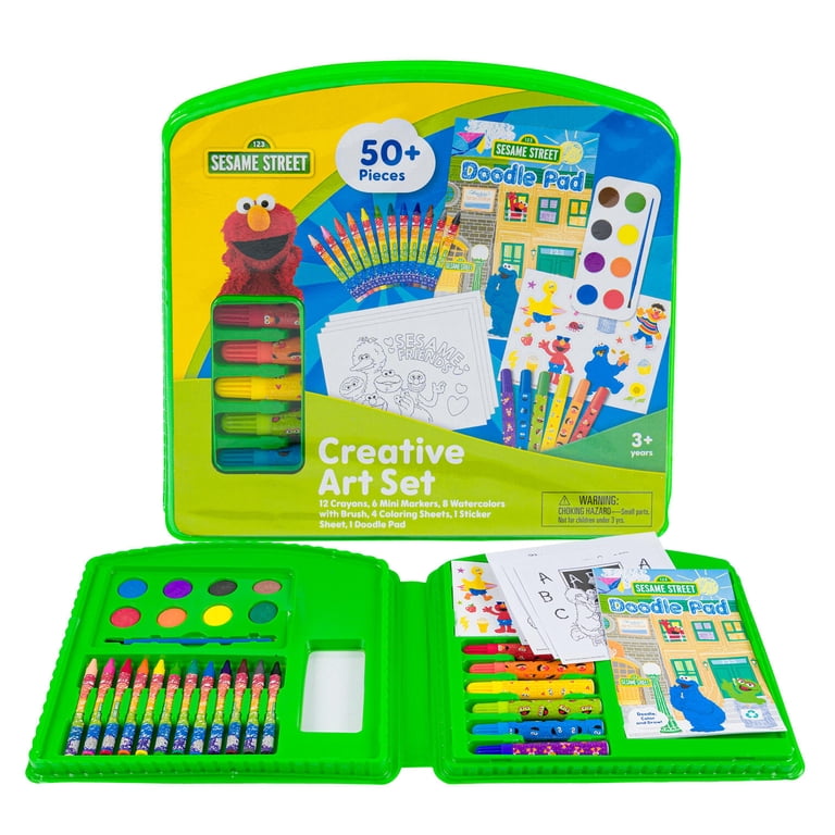 Sesame Street 50pc Art Set, Crayons, Markers, Watercolors