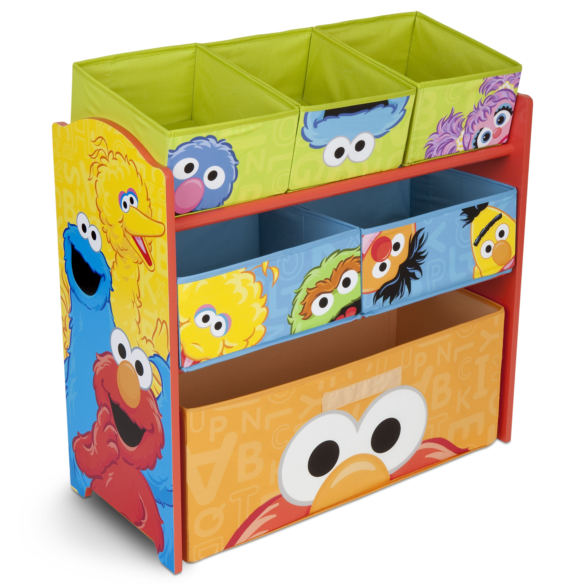 Sesame Street 6 Bin Design and Store Toy Organizer by Delta Children - Durable Engineered Wood, Solid Wood and Fabric Construction, Multi Color - image 1 of 8
