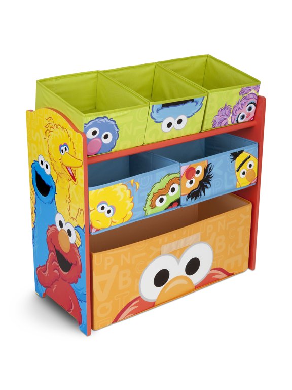 6 Bin Design and Store Toy Organizer by Delta Children - Durable Engineered Wood, Solid Wood and Fabric Construction, Multi Color