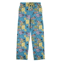 Sesame Street AOP Pastel Character Art Men’s Blue Sleep Pajama Pants-Medium