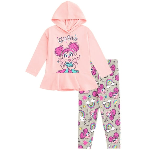 Sesame Street Abby Cadabby Rainbow Pullover Peplum Fleece Hoodie and Leggings Outfit Set Infant to Toddler