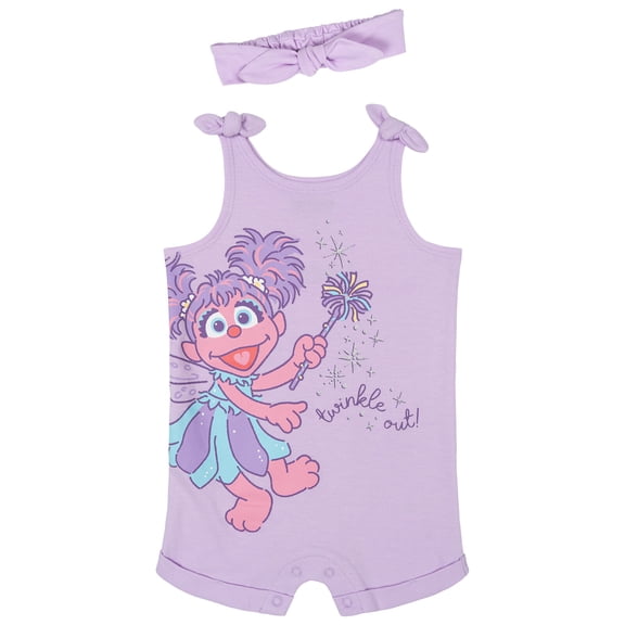 Sesame Street Toddler Girls' Sleeveless Romper and Headband Set Abby Cadabby Lavender