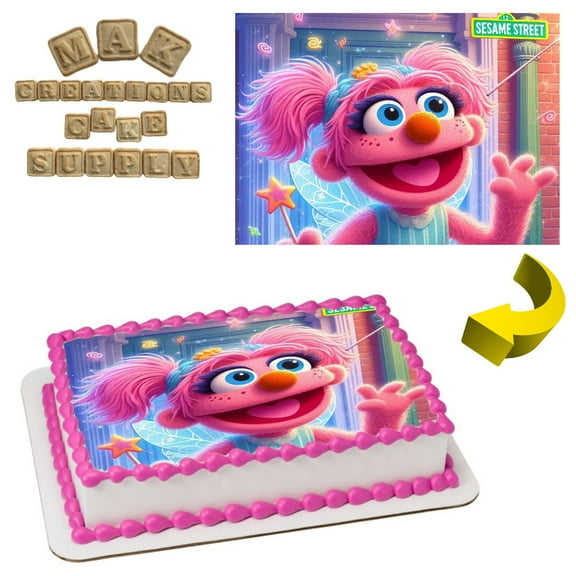 Sesame Street Abby Cadabby Wonder Edible 1/4 Sheet Cake topper - Can also be used on a 1/2 Sheet with room to decorate!