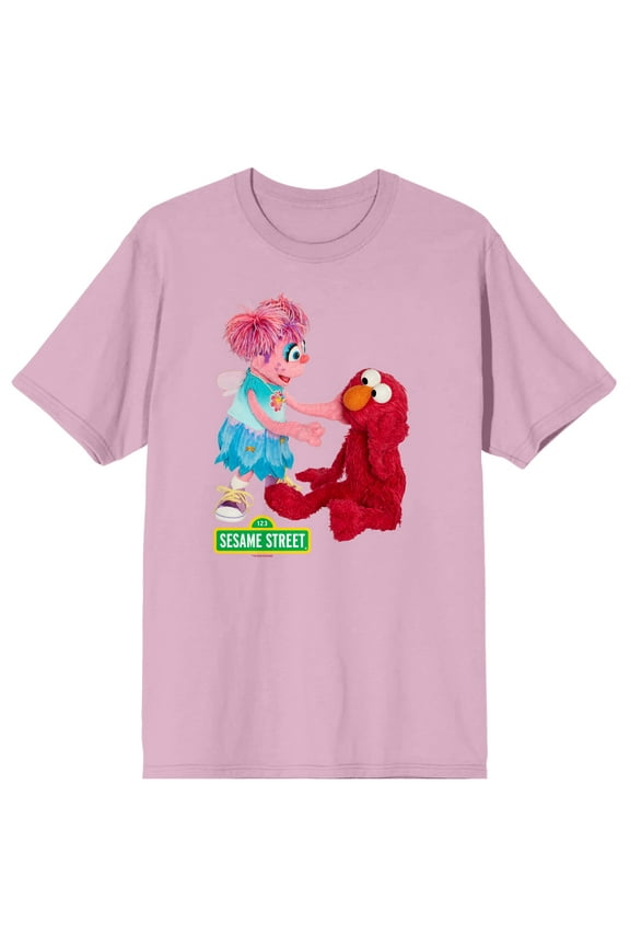 Sesame Street Abby & Elmo Crew Neck Short Sleeve Cradle Pink Men's T-shirt