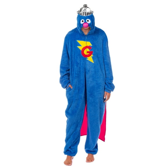 Sesame Street Adult Character Hooded Costume Pajama Union Suit Kigurumi Fleece 1PC Loungewear For Men Women Sleepwear