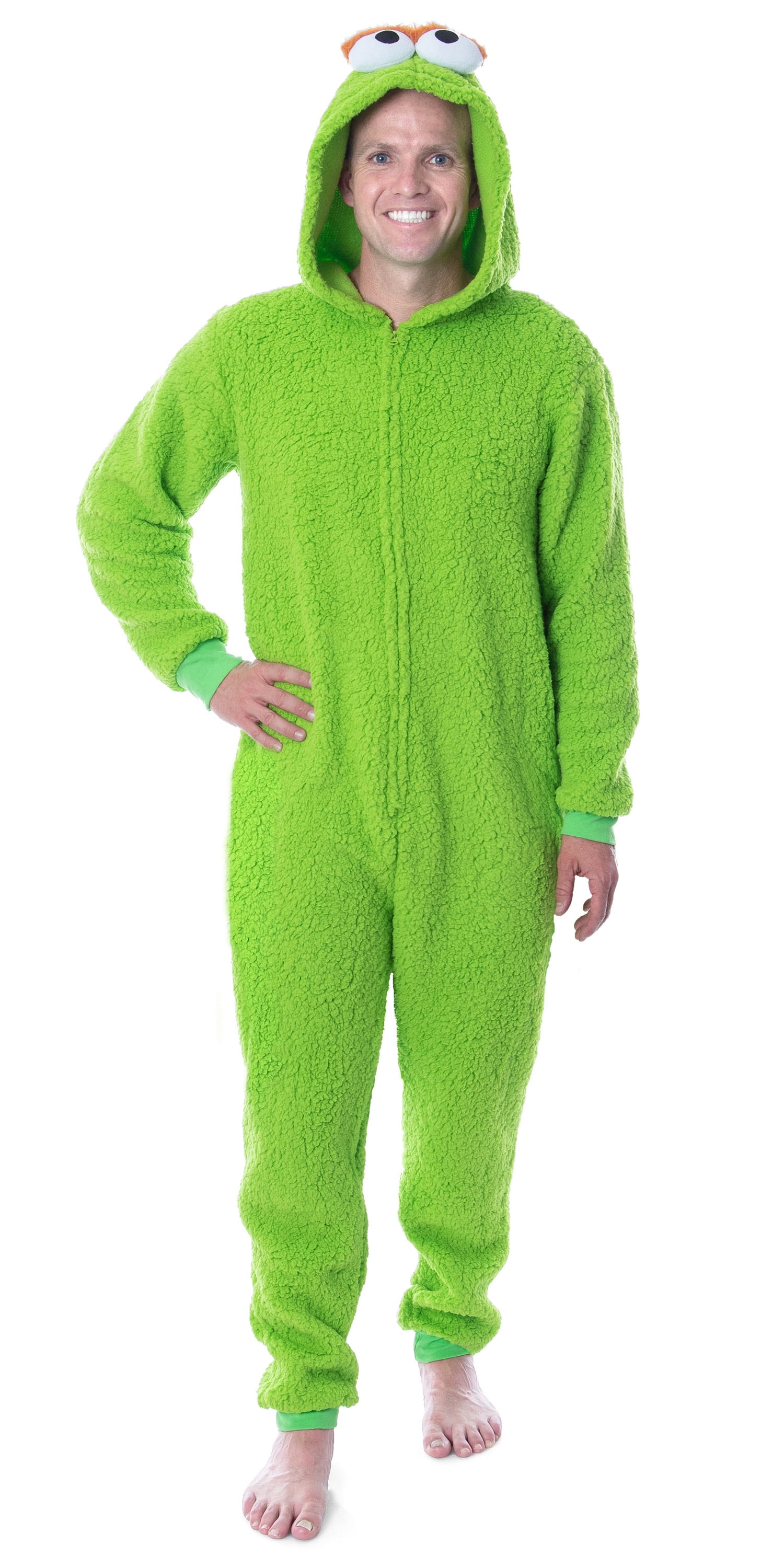 Sesame Street Adult Oscar the Grouch Fleece Union Suit Costume Pajama