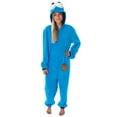 thumbnail image 1 of Sesame Street Adult Unisex Cookie Monster Costume Sherpa One-Piece Union Suit Pajama Onesie For Men And Women, 1 of 7
