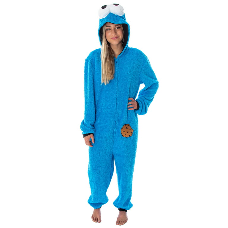 Sesame Street Adult Unisex Cookie Monster Costume Union Suit Pajama Onesie  L/XL