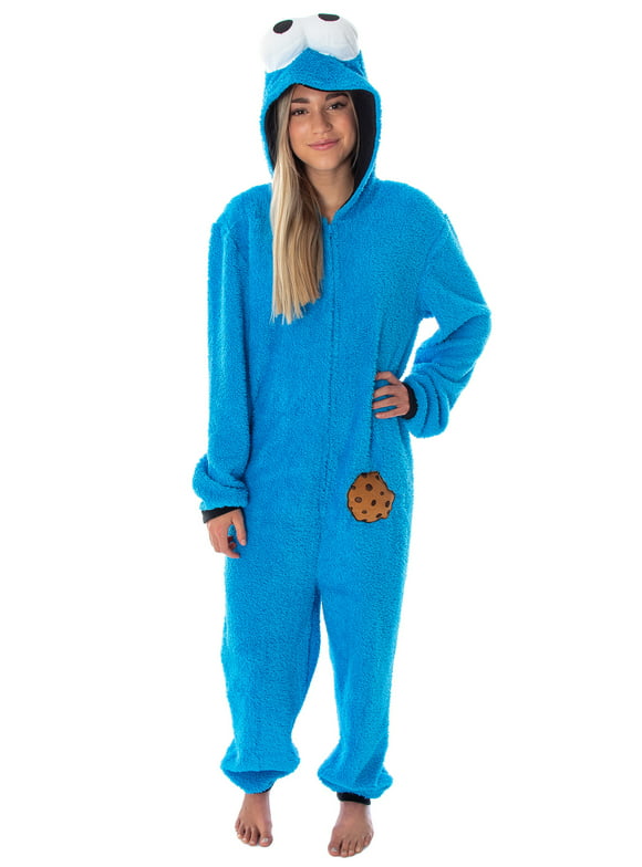 Sesame Street Adult Unisex Cookie Monster Costume Union Suit Pajama Onesie L/XL