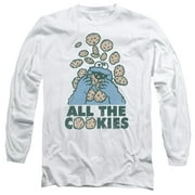 Sesame Street All The Cookies Long Sleeve Adult 18/1 T-Shirt White