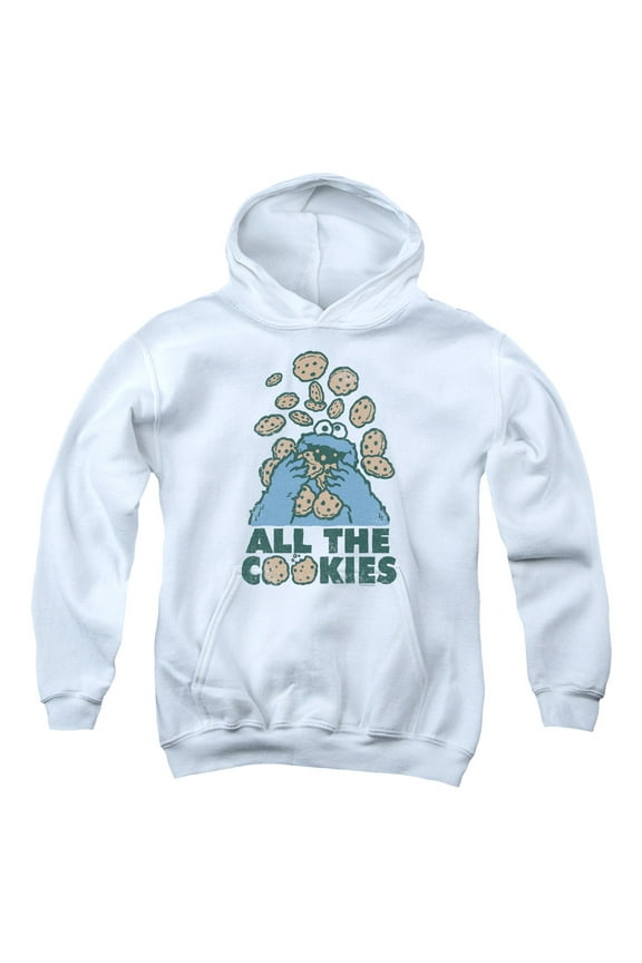 Sesame Street All The Cookies Youth Pullover Hoodie Sweatshirt White