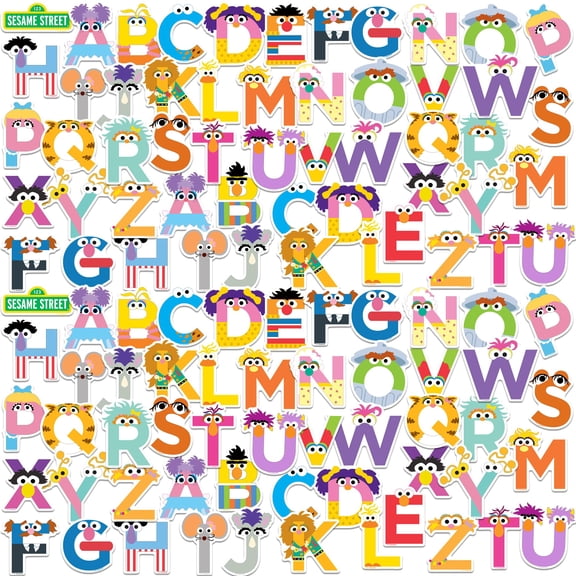Sesame Street Alphabet 200ct Vinyl Sticker Pack  Colorful Letter Stickers Featuring Sesame Street Character Designs  Waterproof Die-Cut Stickers for Laptop, Water Bottle, Scrapbooking, Tablet