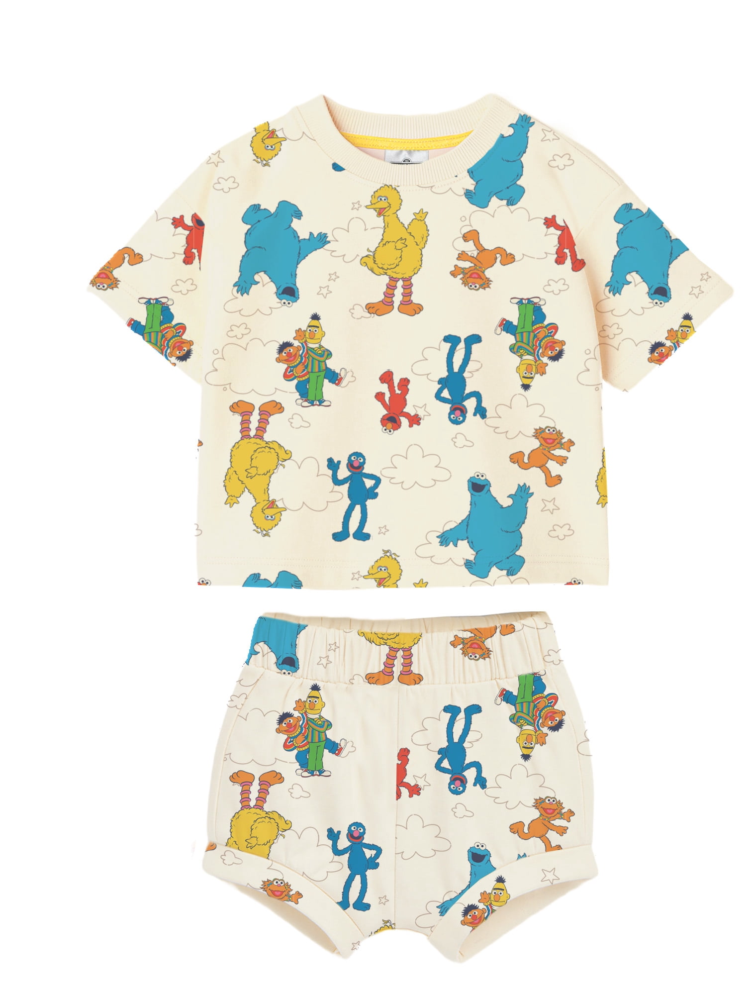 Sesame Street Baby Boy 2 Piece French Terry Short Set, Sizes 0-24 Months